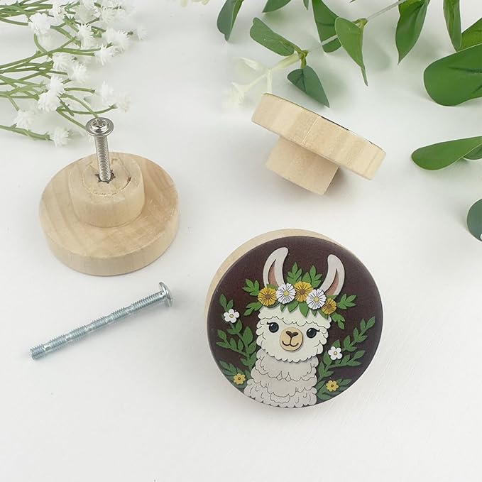 JamJam Set of 8 1.8" Wooden Unique Cabinet Kids Nursery Dresser Knobs Cute Funky Fox Horse Animal Themed Drawer Pulls and Knobs