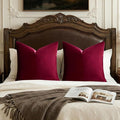 GIGIZAZA Burgundy Velvet Pillow Covers 26x26 Decorative Pillows Pack of 2 | Red by GIGIZAZAFocusingonhomedecoration
