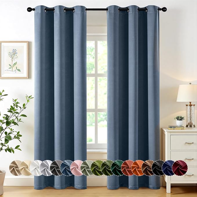 MIULEE Blackout Curtains for Bedroom 2 Panels 40 x 72 Inch Long Stone Blue | by MIULEE