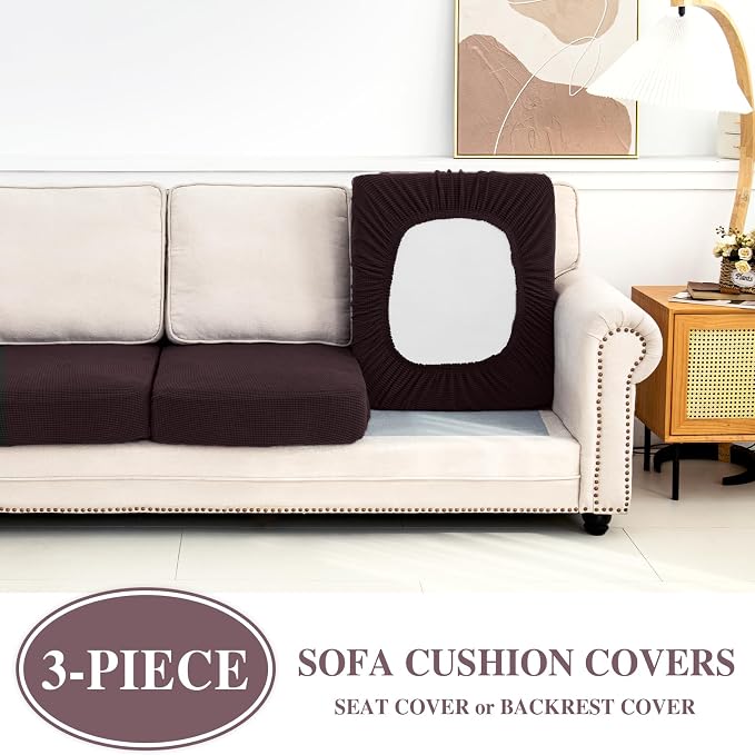 LA MEACK Couch Cushion Covers Seat Cushion Cover Stretch Couch Cover Separate - Image 3