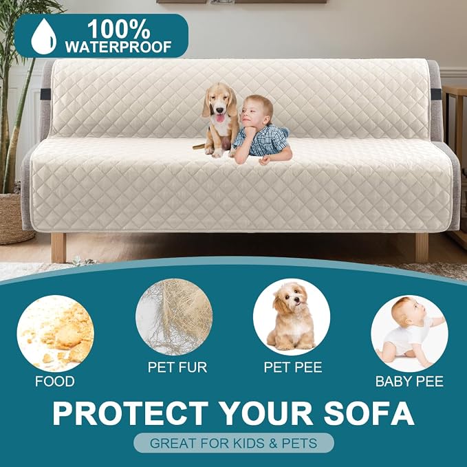 Turquoize 100% Waterproof Futon Cover Futon Slipcover Washable Armless Sofa Bed - Image 2