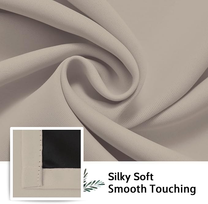 SimpleHome Natural 100% Blackout Curtains Room Darkening Living Room 63L | - Image 7