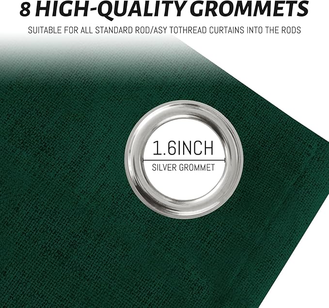 Yakamok Dark Green Linen Textured Curtains 84 Inches Long - Image 4