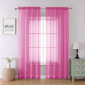 Hot Pink Sheer Curtains for Bedroom 84 Inches Long 2 Panels, Light Filtering by Lecloud