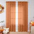 Orange Sheer Curtains 72 Inches Long 2 Panels by OVZME