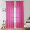 Hot Pink Sheer Curtains for Bedroom Living Room 96 Inches Long 2 Panels Set by OWENIE