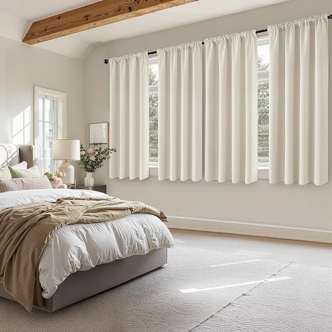 MIULEE 4 Panels Set Cream Beige Blackout Curtains 63 Inch Length Bedroom | - Image 5