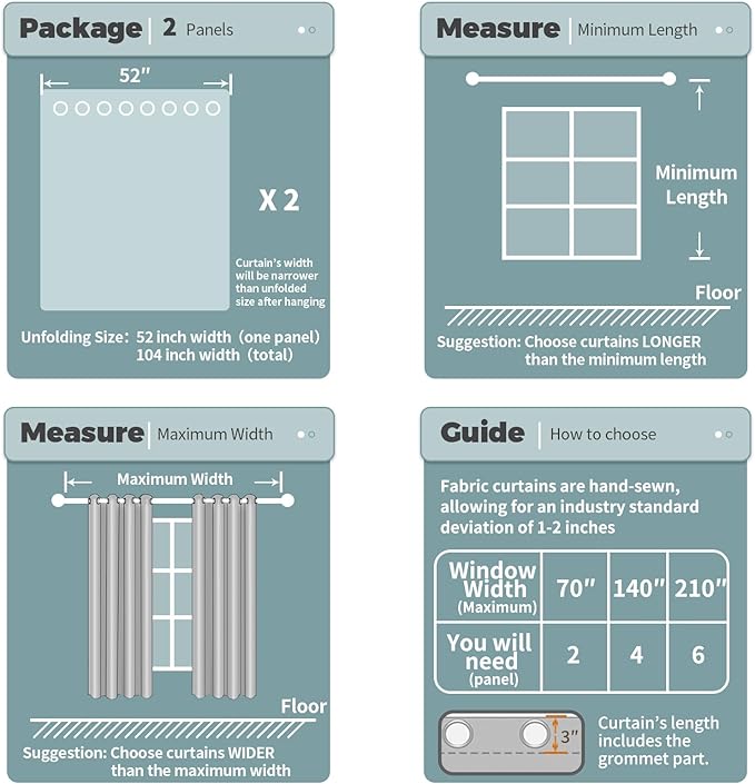 BGment Room Darkening Curtains 95 Inches Long - Grommet Thermal Insulated Drapes Window Treatment Curtains for Bedroom, 2 Panels, 52 x 95 Inch, Pure White