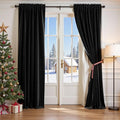 Lazzzy Velvet Blackout Curtains Thermal Insulated Room Window Drapes Super Soft Luxury Curtains for Living Room Bedroom Rod Pocket 2 Panels, Black, 52" W x 84" L