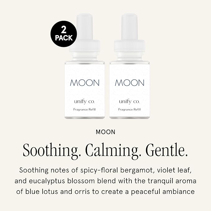 Pura & Unify Co. Home Scent Refill - Smart Air Diffuser - Up to 120-Hours of Luxury Fragrance per Refill - Home Essential - Clean & Safe Diffuser Fragrance - 2 Pack, Moon