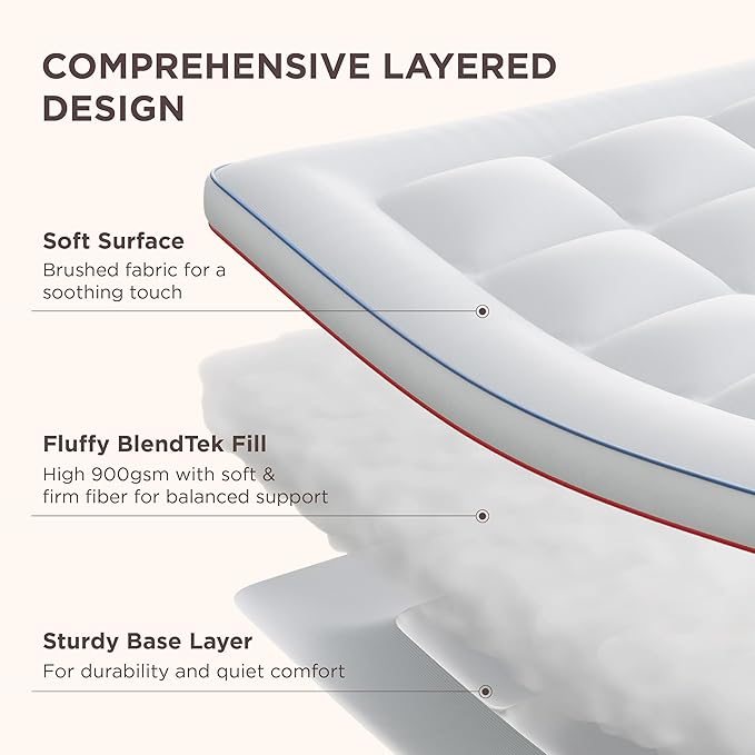 Bedsure Twin Mattress Topper - Pillow Top Mattress Pad Cover with Deep Pocket Fits up to 21 Inches, Plush Soft Bed Topper for Back Pain Relief, Overfilled with Down Alternative Filling, White