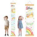 Personalized Rainbow Growth Chart for Wall Kids, Name Height Chart for Kids, for Nursery & Bedroom, Baby Shower Gift (60.6" x 8.3")