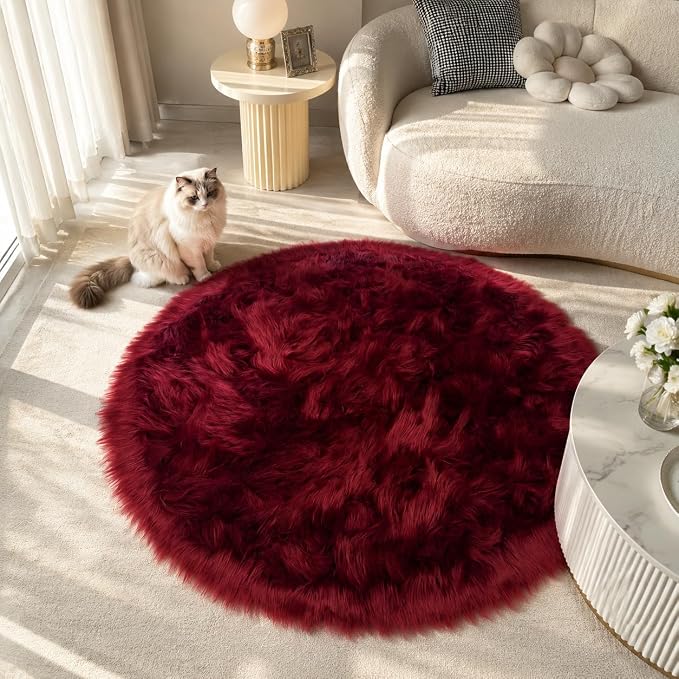 EasyJoy Faux Sheepskin Rug, Fluffy Faux Fur Rug, Ultra Soft Shag Area Rug - Image 7