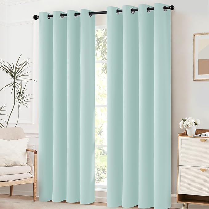 Yakamok Room Darkening Curtains 52x63 inch Length Aqua-Living Room | 2 panels - Image 2