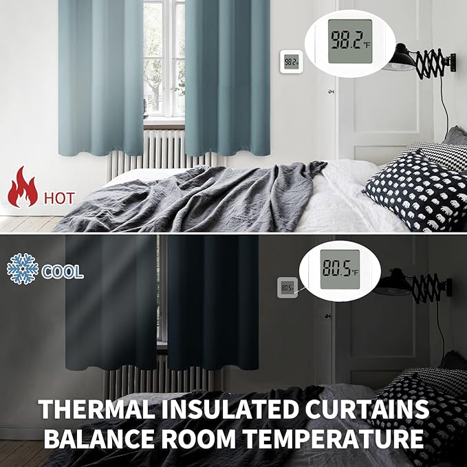 BGment Room Darkening Curtains 63 Inches Long - Grommet Thermal Insulated Drapes Window Treatment Curtains for Bedroom, 2 Panels, 52 x 63 Inch, Stone Blue