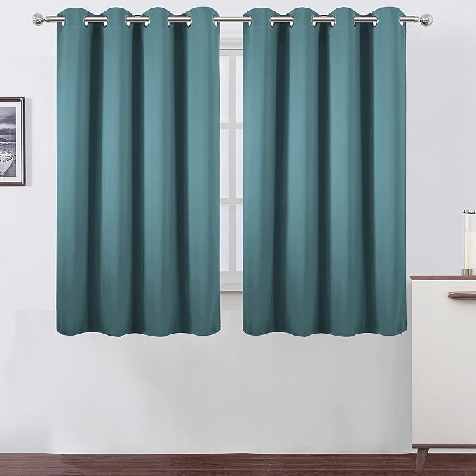 Blackout Curtains 52 x 45 inch/Sea Teal Curtains Set of 2 Panels/Thermal by Lemomo