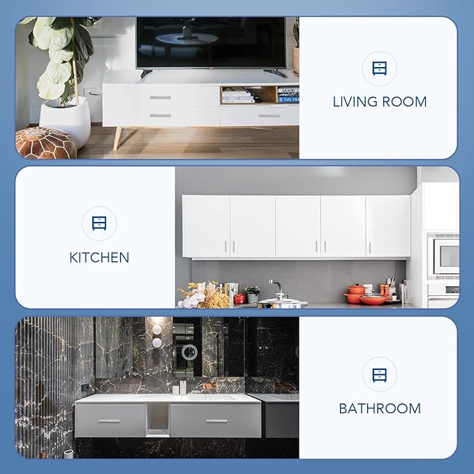 Ravinte 3 Pack Brushed Nickel Kitchen Cabinet Handles 4 Inch Cabinet Pulls Square Kitchen Hardware for Cabinet Drawer Pulls Drawer Handles Come with Screwdriver