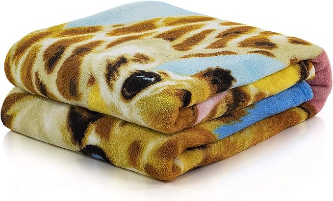 Dawhud Direct Giraffe Fleece Throw Blanket, 50" x 60", Polyester, Animal Print, Multicolor, Unisex, Adult/Kid, Winter, Durable, Camping, Gift