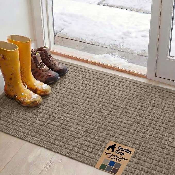 GORILLA GRIP® Ultra Absorbent Front Door Mat Outside Entrance, Traps Dirt and by Unknown