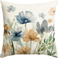 AVOIN colorlife Chinoiserie Poppy Flowers Throw Pillow Cover 18x18 Inch | Light by AVOINcolorlife