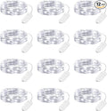 Fairy Lights Battery Operated String Lights - 12 Pack 7ft 20 LED Silver Wire Starry Light for Mason Jars DIY Picture Walls Shelves Arts Crafts Trees Branches Bedroom Wedding Party Decor(Pure White)