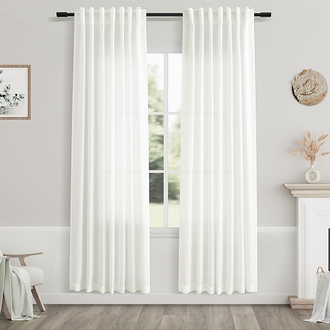 Ivory Curtains 80 Inches Length by Nanspring