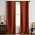 MIULEE Fall 100% Blackout Linen Curtains 42 x 96 Inch Burnt Orange 2 Panels | by MIULEE