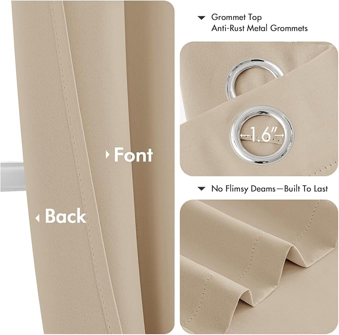 MIULEE Blackout Curtains for Bedroom 2 Panel 40x72 Inch Long Biscotti Beige | - Image 4