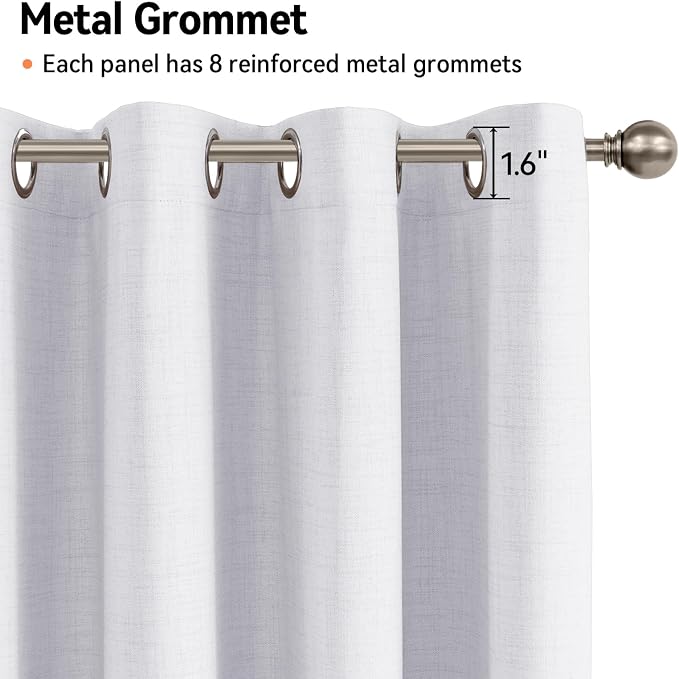 100% Blackout Linen Textured Curtains 72 Inch Long, Bright White | 100% - Image 5