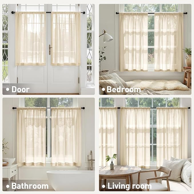 MIULEE Cream Sheer Curtains 63 Inches Long 4 Panels 42 x 63 Inches | Light - Image 6