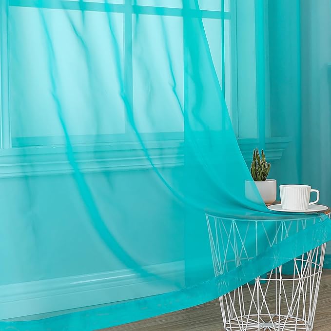 2 Panels Sheer Curtains 108 Inches Long, Light Filtering Semi Transparent - Image 5
