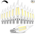 TOBUSA Dimmable E12 Candelabra LED Bulbs 60 Watt Incandescent Equivalent, 5000K Daylight White, Clear Filament Chandelier Light Bulbs 6W, 600lm, CA11 Vintage Ceiling Fan Light Bulbs with Flame Tip