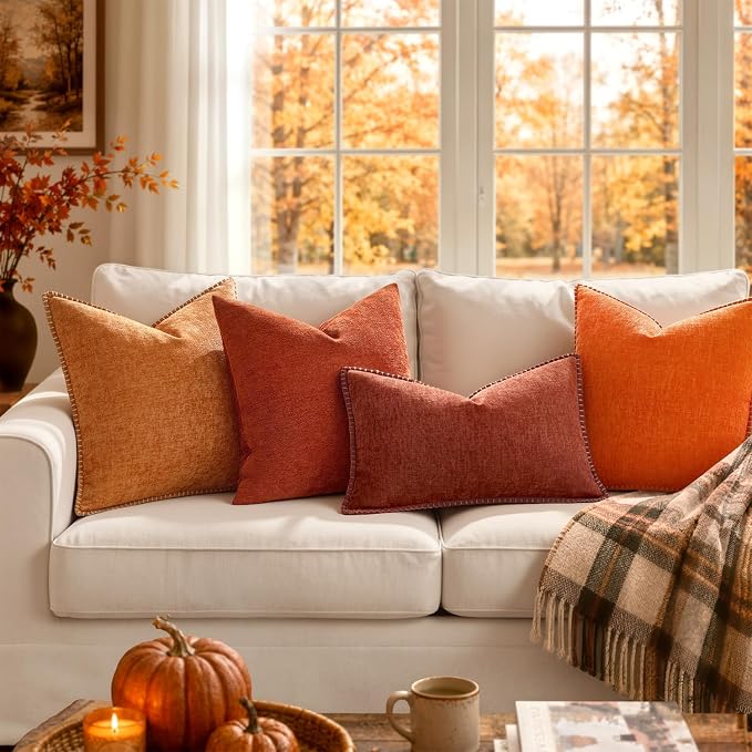 MIULEE Fall Decorative Couch Throw Pillow Covers 20x20 Inch Orange 2 Pack | - Image 6