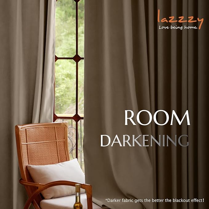 Lazzzy Velvet Blackout Curtains Thermal Insulated Room Window Drapes Super Soft Luxury Curtains for Living Room Bedroom Rod Pocket 2 Panels, Light Taupe, 52" W x 72" L