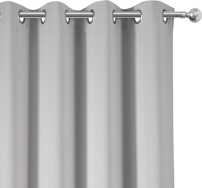 Blackout Curtains 52 x 45 inch/Light Grey Curtains Set of 2 Panels/Thermal - Image 7