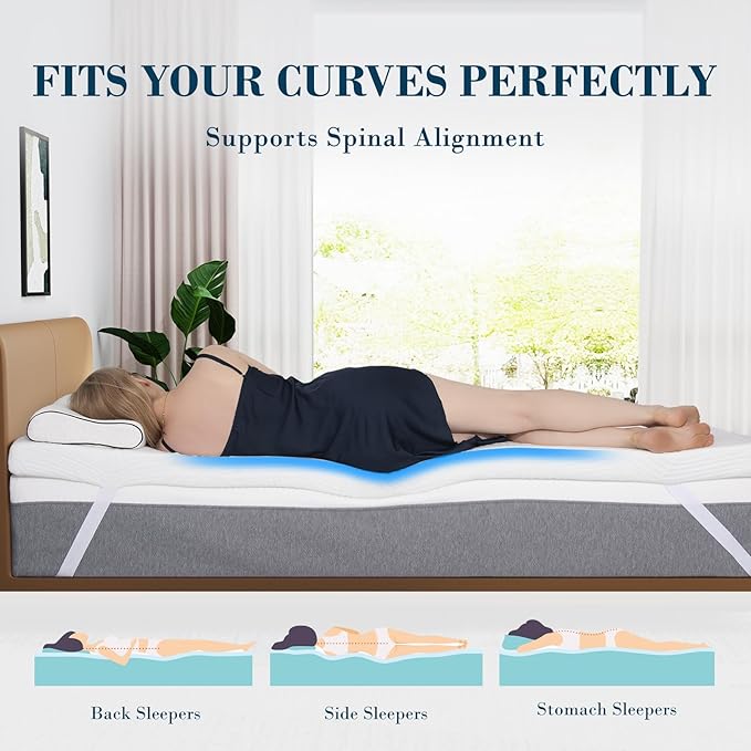 2 Inch Twin Size Memory Foam Mattress Topper, Cooling Gel Bed Topper with Removable Cover, Soft & Pain Relief & Breathable, CertiPUR-US & Oeko-Tex Certified