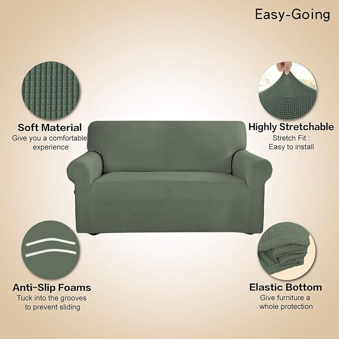 Easy-Going Stretch Oversized Sofa Couch Slipcover Washable Greyish Green | - Image 3