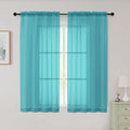 Sheer Turquoise Curtains for Bedroom Living Room 54 Inch Length 2 Panels Set by WelvetBLK