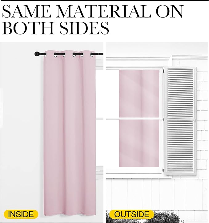 NICETOWN Baby Pink Blackout Curtains 102 inches Length for Living Room, 2 Panels, 55" Wide, Thermal Insulated Long Drapes for Large Window