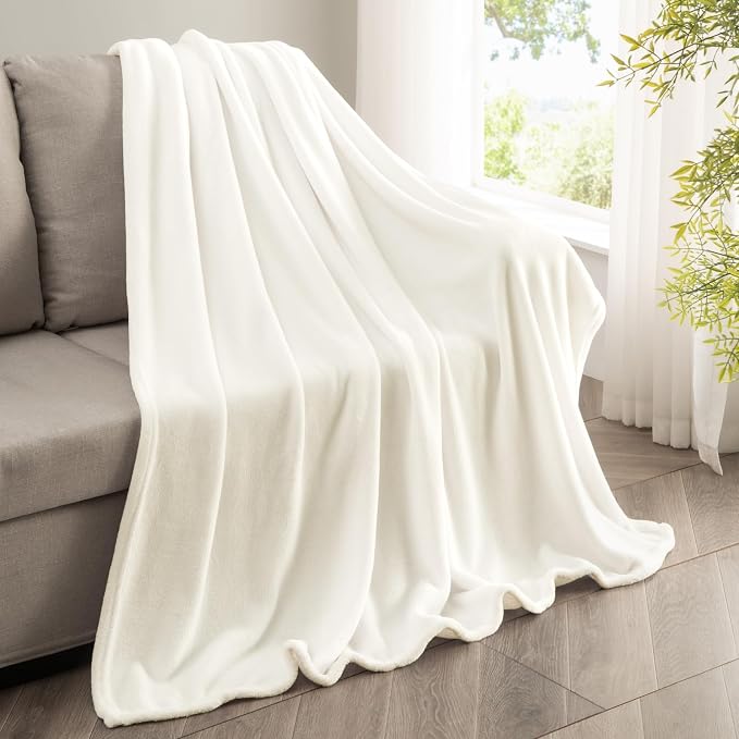 BEDELITE Fleece Blanket Soft Plush Twin Size Blanket Cream 60"x80" | Ultra Soft - Image 6