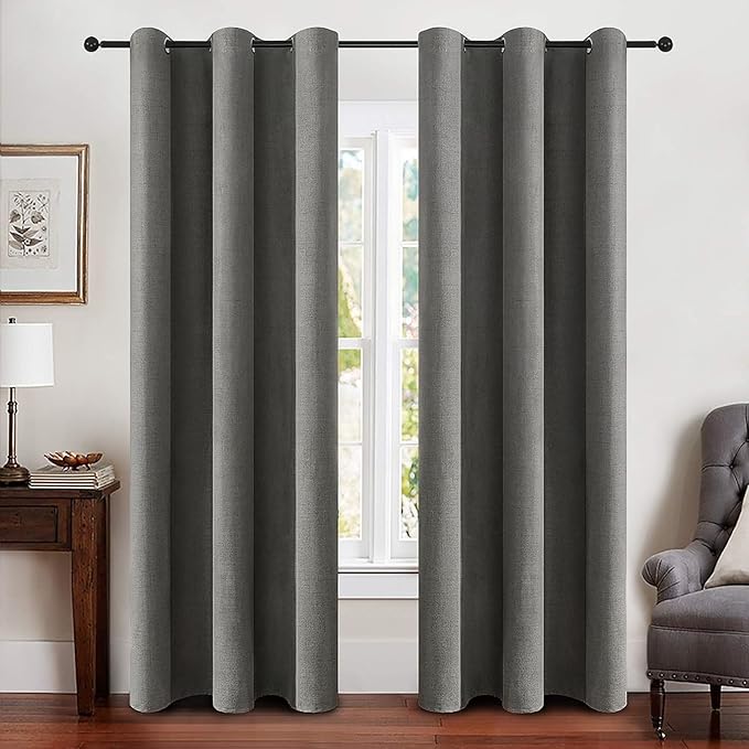 MIULEE 100% Blackout Linen Curtains by MIULEE
