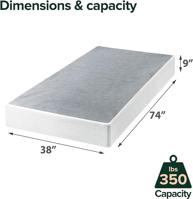 ZINUS 9 Inch Twin Metal Smart Box Spring with Quick Assembly, Mattress Foundation, Strong Metal Frame, Easy Assembly
