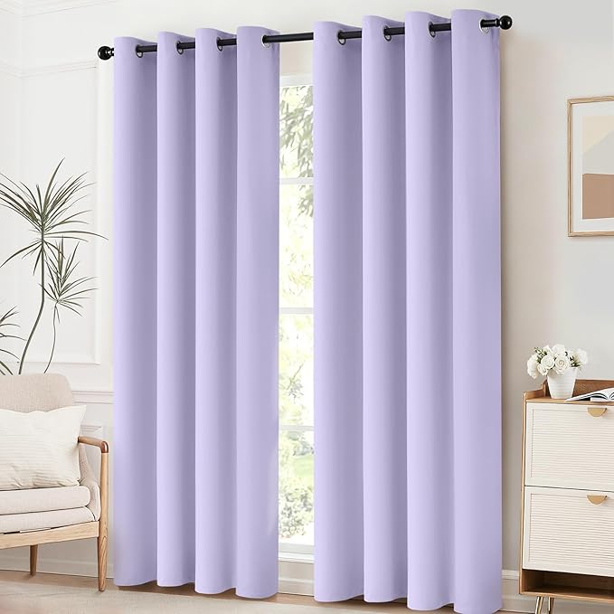 Yakamok Room Darkening Curtains 52x84 inch Length Lilac-Living Room | 2 panels - Image 2