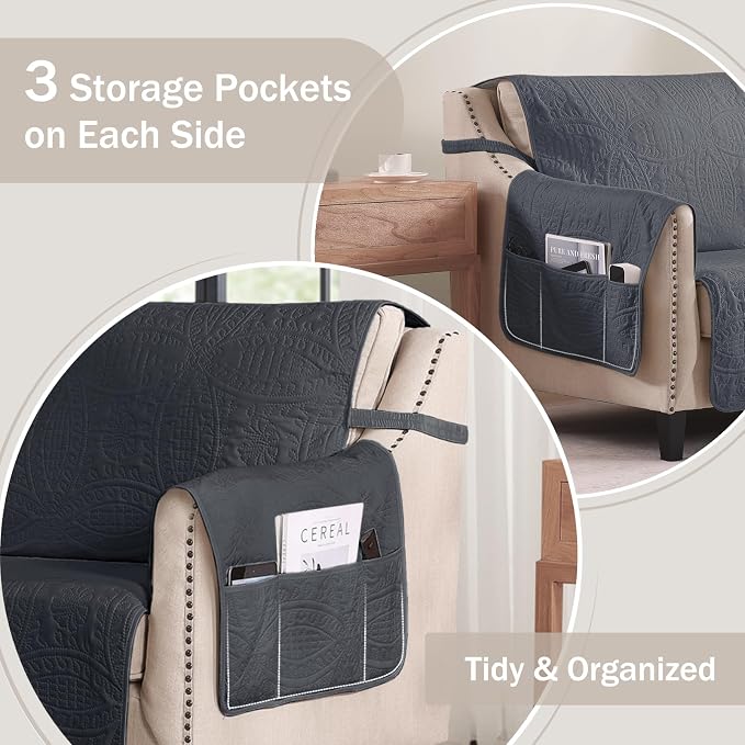 Quilted Grand Sofa Covers for 4 Cushion Couch, Couch Cover for Grand Sofa - Image 4