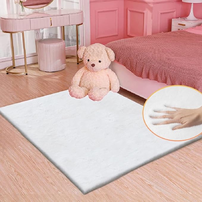 ORINOVA White Shaggy Bunny Fur Rugs by ORINOVA