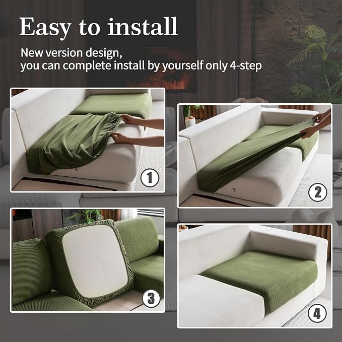 OHSIO Sectional Couch Covers, Wear Resistant Stretch Sofa Covers Washable Soft - Image 7