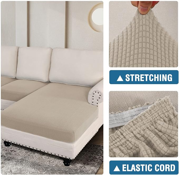 H.VERSAILTEX Sectional Couch Covers 4 Pieces Sofa Seat Cushion Covers L Shape - Image 6