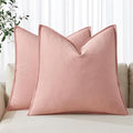 MIULEE Decorative Linen Pillow Covers 20x20 Inch Pink | Boho Farmhouse​ by MIULEE