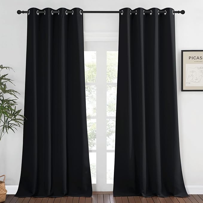 NICETOWN Black Out Curtain for Bedroom 102 inches Long, Grommet Thermal by NICETOWN