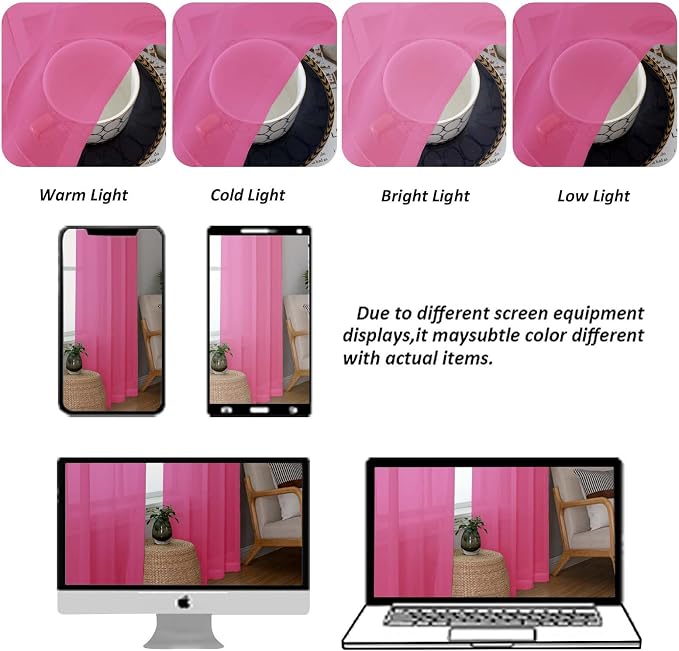 Chyhomenyc Sheer Curtains 54 Inch Long 2 Panels Set, Light Filtering Short Soft - Image 4